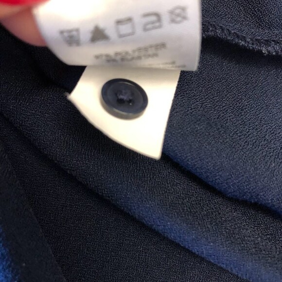 Vintage Lila Rose Women's Navy Blue Collared Long Sleeve Pulloever Blouse Medium - Picture 7 of 10